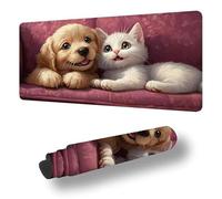 Tapis de Souris de Jeu Chat Tapis Souris XXL 1000 x 500 x 3 MM Sous Main Bureau Chien Mouse Pad avec Base en Caoutchouc antidérapante Étanch à Bords Cousus, pour Le Bureau Et Maison, Plus Rapide S-984