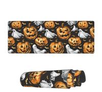 Tapis De Souris De Jeu Chauves-Souris Citrouilles Halloween Base en Caoutchouc Antidérapante avec Bord Cousu Tapis De Souris D'Ordinateur, pour Ordinateur, Ordinateur Portable, Maison, 80x30cm
