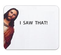 Tapis De Souris De Jeu Christianisme Drôle J'Ai Vu Ce Jésus Tapis De Souris D'Ordinateur avec Bord Cousu Tapis De Souris Antidérapant, pour Ordinateur, Jeux, 25x30cm