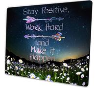 Tapis de souris de jeu ciel étoilé, « Stay Positive Work Hard and Make It Happen » avec citation inspirante pour le travail