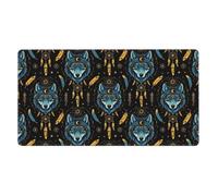 Tapis de souris de jeu compatible avec Boho Totem Native Wolf Dream Catcher, grand tapis de souris extensible, grand tapis de bureau pour clavier, tapis de souris de bureau complet avec base en caoutc