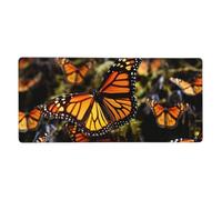 Tapis de souris de jeu complet avec bords cousus - Grand sous-main avec base antidérapante - Tapis de souris en tas de monarques oranges et papillons - 40,6 x 90,2 cm