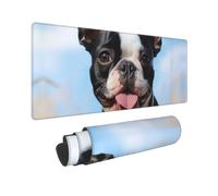 Tapis de souris de jeu complet avec bords cousus - Grand tapis de bureau avec base antidérapante - Joli tapis de souris Boston Terrier pour jeux et bureau - 80 x 30 cm