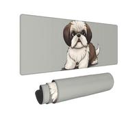 Tapis de souris de jeu complet avec bords cousus - Grand tapis de bureau avec base antidérapante Shih Tzu Dog - Pour jeux et bureau - 80 x 30 cm