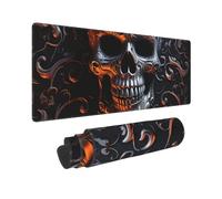 Tapis de souris de jeu complet étendu avec bords cousus - Grand sous-main avec base antidérapante - Tapis de souris graphique tête de mort cool pour jeux et bureau - 80 x 30 cm