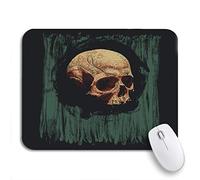 Tapis De Souris De Jeu Crâne d'horreur Et Cercle Étiquette Gothique Rock Evil Cool Bureau Tapis Souris Lavable Tapis De Souris Carré, pour Ordinateur Portable, Jeux, 25 x 30cm
