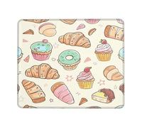 Tapis de souris de jeu cupcake dessert crème glacée avec bords cousus base en caoutchouc antidérapant pour PC et ordinateur portable 22 x 18 cm