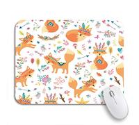 Tapis De Souris De Jeu Dessin Animé Mignon De Renard Tribal À Motif De Bande Dessinée pour Enfants Tapis De Souris Carré Doux Tapis Souris, pour Maison, Ordinateur Portable, 25 x 30cm