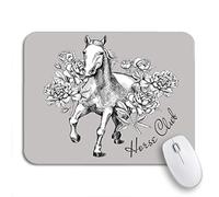 Tapis De Souris De Jeu Dessin Cheval Noir Blanc Esquisse Fleur Vintage Animal Équestre Tapis De Souris Carré Lavable Tapis Souris, pour Ordinateur Portable, Ordinateur, 25 x 30cm
