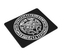 Tapis De Souris De Jeu Din Viking Age Wolf Mythologie Nordique Runes Résistant À Usure avec Bord Cousu Tapis De Souris Carré, pour Ordinateur, Ordinateur Portable, Maison, Jeux, 25x30cm