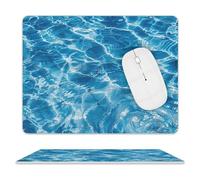 Tapis de souris de jeu double face en cuir, motif vagues d'eau bleue, 25,4 x 20,3 cm, pour bureau, maison
