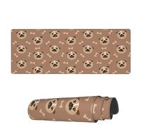 Tapis De Souris De Jeu Drôles De Grimaces De Carlin Marron Lavable Résistant À Usure Tapis De Souris Carré, pour Ordinateur, Ordinateur Portable, Jeux, 80x30cm