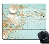 Tapis de souris de jeu, étoile de mer, coquillages, cailloux, tapis de souris rectangulaire en caoutchouc antidérapant