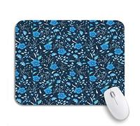Tapis De Souris De Jeu Fleur Colorée Jolies Petites Fleurs Bleu Gris sur Bleu Marine Tapis De Souris D'Ordinateur Résistant À Usure Tapis Souris, pour Ordinateur, Ordinateur Portable, 25 x 30cm