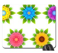 Tapis De Souris De Jeu, Fleurs Fleurs Stylisées Nature Flore Jaune Bleu Tapis De Souris Antidérapante Tapis De Souris Gamer Doux Souris De Bureau pour Pc Souris Jeux 25X30Cm