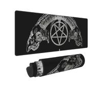 Tapis de souris de jeu gothique occulte Satan Penta Symbole Crâne XXL XL Grand tapis de souris de jeu pour bureau, antidérapant, long tapis de souris étendu, tapis de souris en caoutchouc 80 x 30 cm