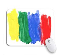 Tapis De Souris De Jeu Gouaches Primaires Bleues À Quatre Couleurs sur Tempera Blanc-Vert Bureau Tapis Souris Lavable Tapis De Souris Carré, pour Maison, Ordinateur, 25 x 30cm