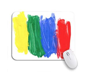 Tapis De Souris De Jeu Gouaches Primaires Bleues À Quatre Couleurs sur Tempera Blanc-Vert Bureau Tapis Souris Lavable Tapis De Souris Carré, pour Maison, Ordinateur, 25 x 30cm