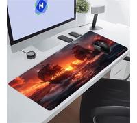 Tapis de Souris de Jeu Grand 700x400x2 mm, Tapis de Souris Gamer Voilier Océan Coucher Soleil, Lavable Tapis de Bureau Mouse Pad XXL avec Bords Cousus Mat de Claviers étendu pour Jeux et Bureau