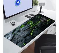Tapis de Souris de Jeu Grand 900x300x3 mm, Tapis de Souris Gamer Noir Vert Géométrique, Lavable Tapis de Bureau Mouse Pad XXL avec Bords Cousus Mat de Claviers étendu pour Jeux et Bureau
