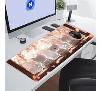 Tapis de Souris de Jeu Grand Chat Dessin Animé Tapis de Souris XXL 1000x500x3 mm Tapis de Bureau Antidérapant avec Bords Surpiqués Surface Spéciale Améliore la Précision pour Gamer, PC