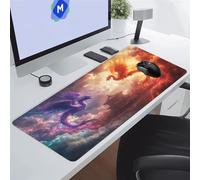 Tapis de Souris de Jeu Grand Dragon Phénix Tapis de Souris XXL 1000x500x3 mm Tapis de Bureau Antidérapant avec Bords Surpiqués Surface Spéciale Améliore la Précision pour Gamer, PC