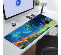 Tapis de Souris de Jeu Grand Fleurs d'arbre Céleste Tapis de Souris XXL 700x400x3 mm Tapis de Bureau Antidérapant avec Bords Surpiqués Surface Spéciale Améliore la Précision pour Gamer, PC