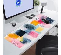 Tapis de Souris de Jeu Grand Rose Jaune Bleu Tapis de Souris XXL 1000x500x3 mm Tapis de Bureau Antidérapant avec Bords Surpiqués Surface Spéciale Améliore la Précision pour Gamer, PC