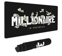 Tapis de souris de jeu, grand slogan millionnaire étendu avec billet de banque volant, tapis de souris avec base antidérapante et bords cousus pour ordinateur, bureau, clavier 80 x 40 x 0,3 cm