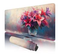 Tapis de Souris de Jeu, Grand Tapis de Souris XXL 1000x500x3mm Rose sous Main Bureau avec Bords Cousus, Gaming Mouse Pad XXL Lis Imperméable Antidérapant pour PC, Accessoire Bureau, Gaming, E-01