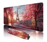 Tapis de Souris de Jeu, Grand Tapis de Souris XXL 1200x600x3mm Rose sous Main Bureau avec Bords Cousus, Gaming Mouse Pad XXL Paris Imperméable Antidérapant pour PC, Accessoire Bureau, Gaming, Q-89