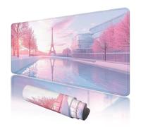 Tapis de Souris de Jeu, Grand Tapis de Souris XXL 1200x600x3mm Rose Sous Main Bureau avec Bords Cousus, Gaming Mouse Pad XXL Paris Imperméable Antidérapant pour PC, Accessoire Bureau, Gaming, D-11
