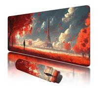 Tapis de Souris de Jeu, Grand Tapis de Souris XXL 1200x600x3mm Rouge sous Main Bureau avec Bords Cousus, Gaming Mouse Pad XXL Paris Imperméable Antidérapant pour PC, Accessoire Bureau, Gaming, W-03