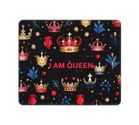 Tapis de souris de jeu imperméable avec base en caoutchouc antidérapant « I Am Queen » - Tapis de souris carré pour ordinateur portable - Lavable - Pour bureau, table et maison - 25 x 30 cm