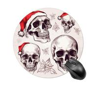 Tapis de souris de jeu imperméable avec base en caoutchouc antidérapant, lavable, motif crânes esquisses personnalisés, accessoires de bureau esthétiques, pour bureau, maison, voyage - Rond
