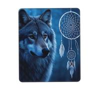 Tapis de souris de jeu imperméable avec base en caoutchouc antidérapant - Motif loups et attrape-rêves - Tapis de souris pour ordinateur portable - Lavable - Pour bureau, table et maison - 25 x 30 cm