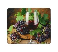 Tapis de souris de jeu imprimé Art Vin rouge Galsses et raisins 30,5 x 25,4 cm, base en caoutchouc antidérapant, tapis de souris pour ordinateur portable avec bords cousus pour joueur, bureau, maison