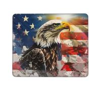 Tapis de souris de jeu imprimé avec motif drapeau des États-Unis, 24 x 20 cm, base en caoutchouc antidérapant, tapis de souris pour ordinateur portable avec bords cousus pour joueur, bureau, maison