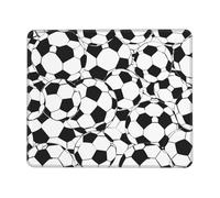Tapis de souris de jeu imprimé ballon de football noir et blanc, 26 x 21 cm, base en caoutchouc antidérapant, tapis de souris pour ordinateur portable avec bords cousus pour joueur, bureau, maison