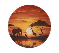 Tapis de souris de jeu imprimé éléphant et girafe dans le coucher de soleil 1 pièce, base ronde en caoutchouc antidérapant, tapis de souris pour ordinateur portable, pour joueur, bureau, maison