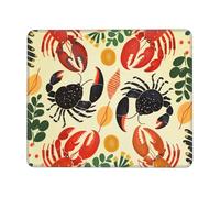 Tapis de souris de jeu imprimé homard et crabe, 20,3 x 19,3 cm, base en caoutchouc antidérapant, tapis de souris pour ordinateur portable avec bords cousus pour joueur, bureau, maison