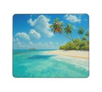 Tapis de souris de jeu imprimé île avec plage de sable et palmier, 30,5 x 25,4 cm, base en caoutchouc antidérapant, tapis de souris pour ordinateur portable avec bords cousus pour joueur, bureau