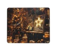 Tapis de souris de jeu imprimé Merry Christmas and Happy New Year 24,1 x 20,9 cm, base en caoutchouc antidérapant, tapis de souris pour ordinateur portable avec bords cousus pour joueur, bureau