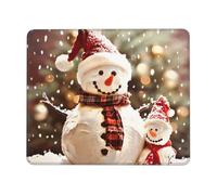 Tapis de souris de jeu imprimé Merry Christmas avec motif bonhomme de neige, 24,1 x 20,9 cm, base en caoutchouc antidérapant, tapis de souris pour ordinateur portable avec bords cousus pour joueur