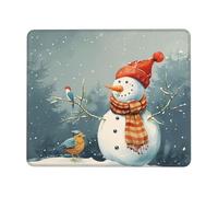 Tapis de souris de jeu imprimé Merry Christmas Bird 24,1 x 20,9 cm, base en caoutchouc antidérapant, tapis de souris pour ordinateur portable avec bords cousus pour joueur, bureau, maison