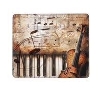 Tapis de souris de jeu imprimé piano violon notes de musique 26 x 21 cm, base en caoutchouc antidérapant, tapis de souris pour ordinateur portable avec bords cousus pour joueur, bureau, maison