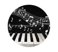 Tapis de souris de jeu imprimé touches de piano avec notes de musique, base ronde en caoutchouc antidérapant, tapis de souris pour ordinateur portable, pour joueur, bureau, maison