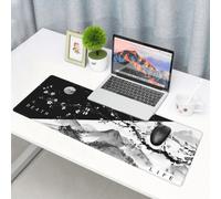 Tapis de souris de jeu japonais en fleurs de cerisier - Noir et blanc - 31,5 x 11,8 pouces - XL - Rose Sakura - Design cool - Grand clavier pour ordinateur portable - Base en caoutchouc antidérapante