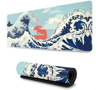 Tapis de souris de jeu japonais Stormy Ocean Waves taille XL étendu grand tapis de souris tapis de bureau bords cousus tapis de souris long fond en caoutchouc antidérapant 80 * 20cm