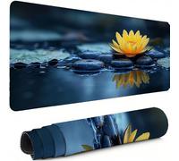 Tapis de Souris de Jeu Jaune Tapis Souris XXL 500 x 250 mm, Lotus sous Main Bureau Bords Cousus Imperméable Antidérapant, pour PC, Ordinateur Portable Améliore la Précision et la Vitesse C-1178